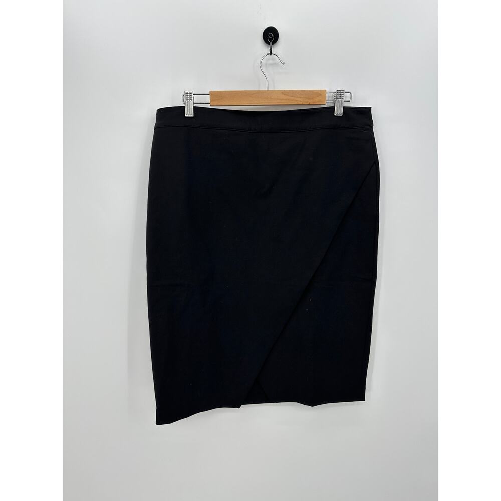 White House Black Market Women Black Wrap Pencil Skirt Size 14 NWT Office Career